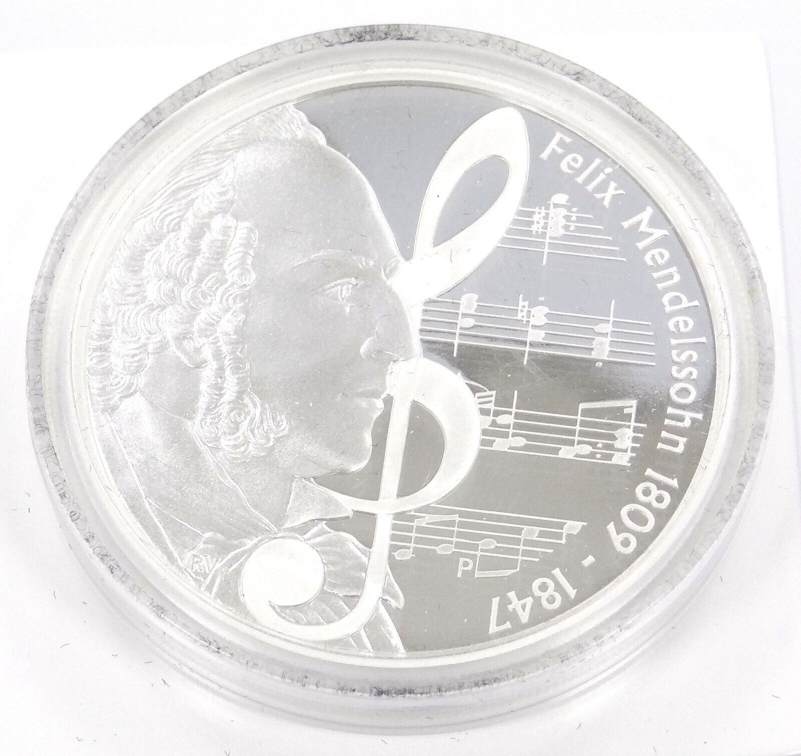 1 Oz Silver Coin 2009 $1 Tuvalu Great Composers Felix Mendelssohn 1809-1847-classypw.com-2