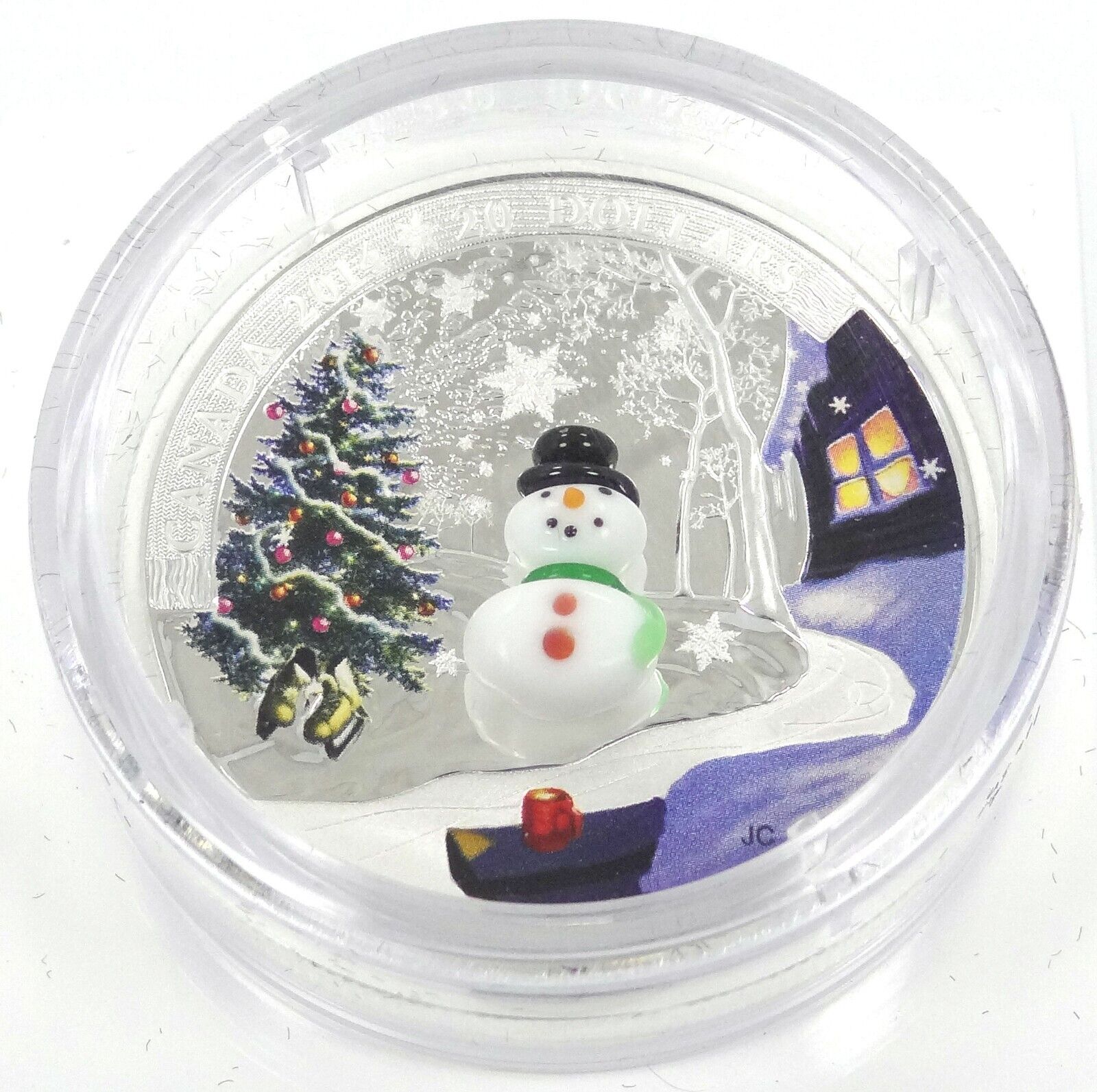 1 Oz Silver Coin 2014 $20 Canada Murano Italy Venetian Glass Snowman Christmas-classypw.com-1