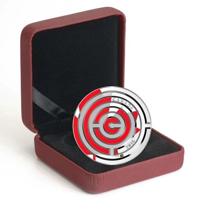 1 Oz Silver Coin 2016 $20 Canada Maple Leaf Maze Puzzle Red Maple Leaf Color-classypw.com-7