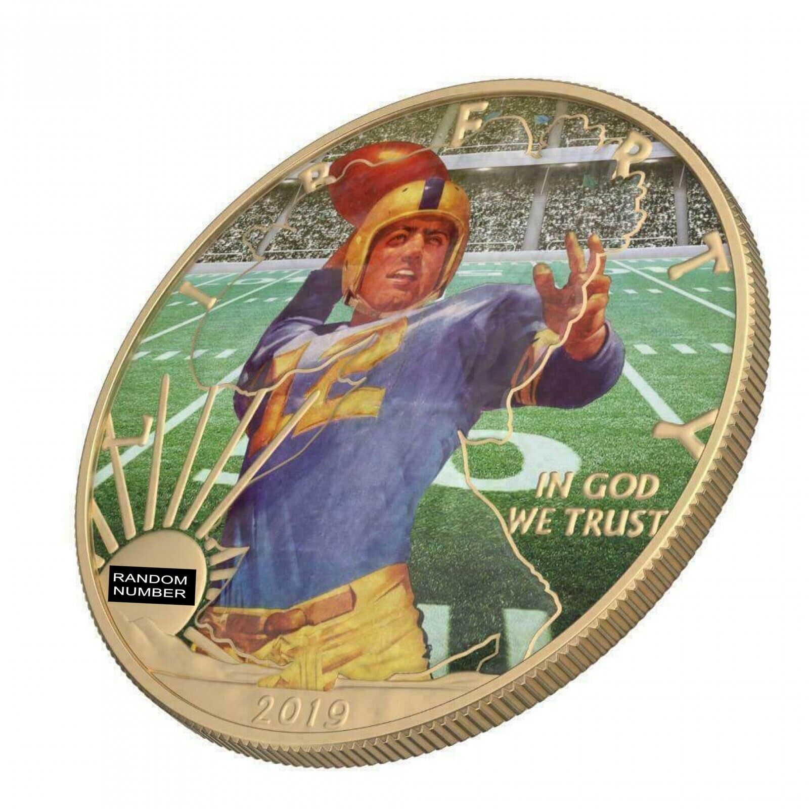 1 Oz Silver Coin 2019 $1 Liberty Faces of America - American Football No 10-classypw.com-2