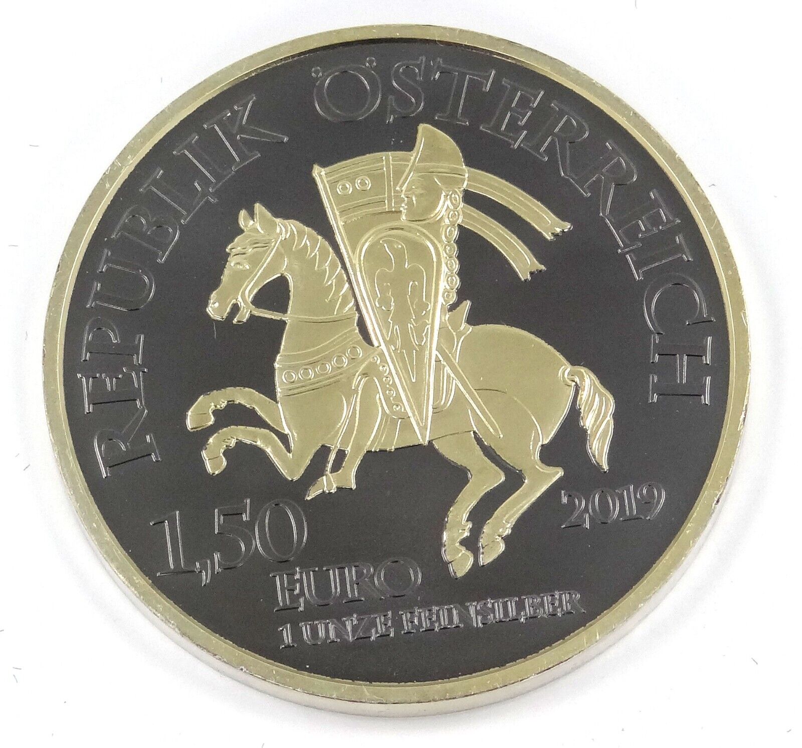 1 Oz Silver Coin 2019 1.5 Euro Austria Golden Ring Gold & Ruthenium Leopold V-classypw.com-2