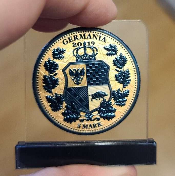 1 Oz Silver Coin 2019 5 Mark Columbia & Germania Allegories - Gold Dark Blue-classypw.com-2