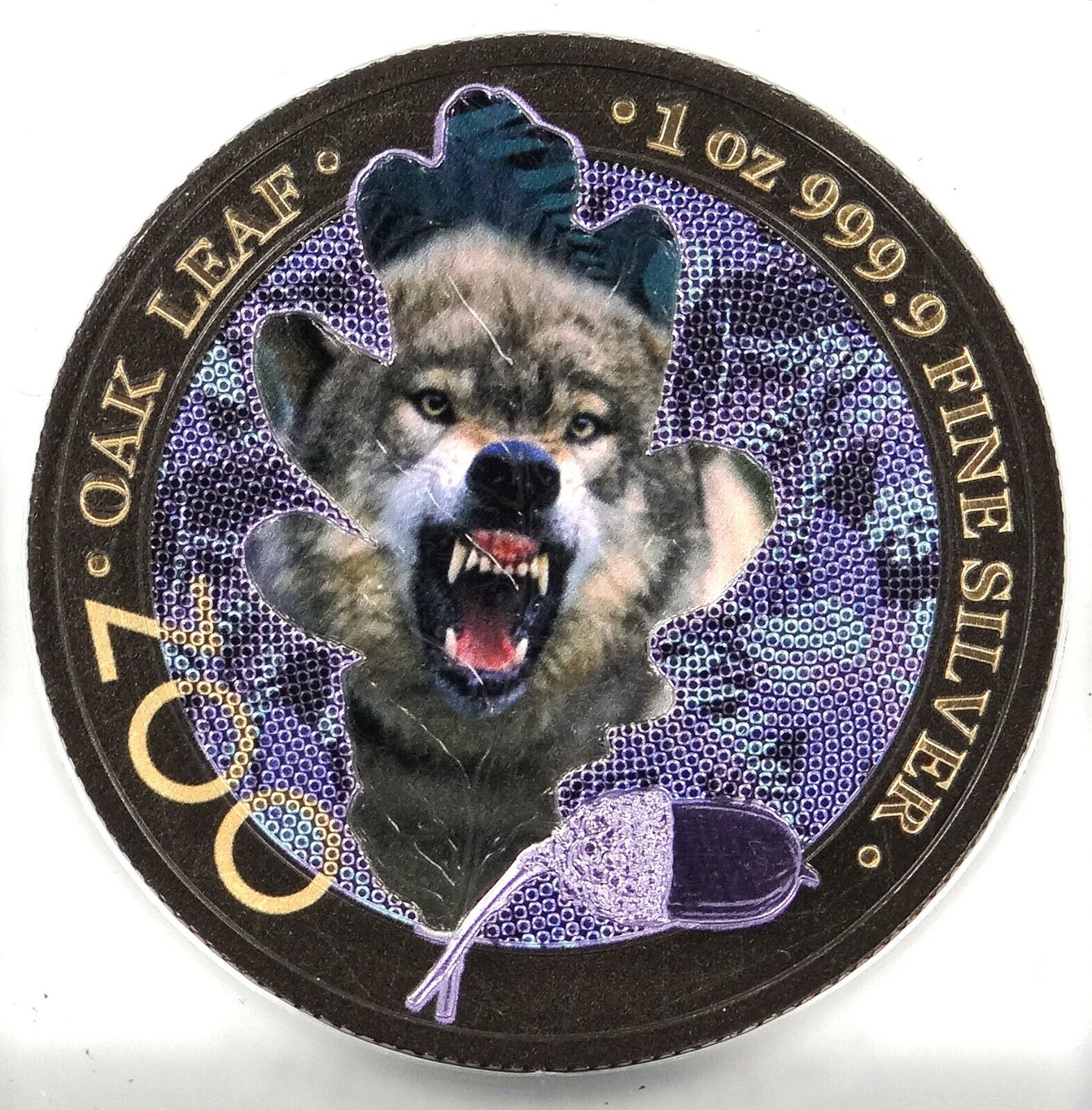 1 Oz Silver Coin 2019 5 Mark Germania Oak Leaf Zoo Series - Gray Wolf-classypw.com-1