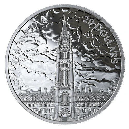 1 Oz Silver Coin 2019 Canada $20 Lights of Parliament Hill UV Light Coin-classypw.com-1