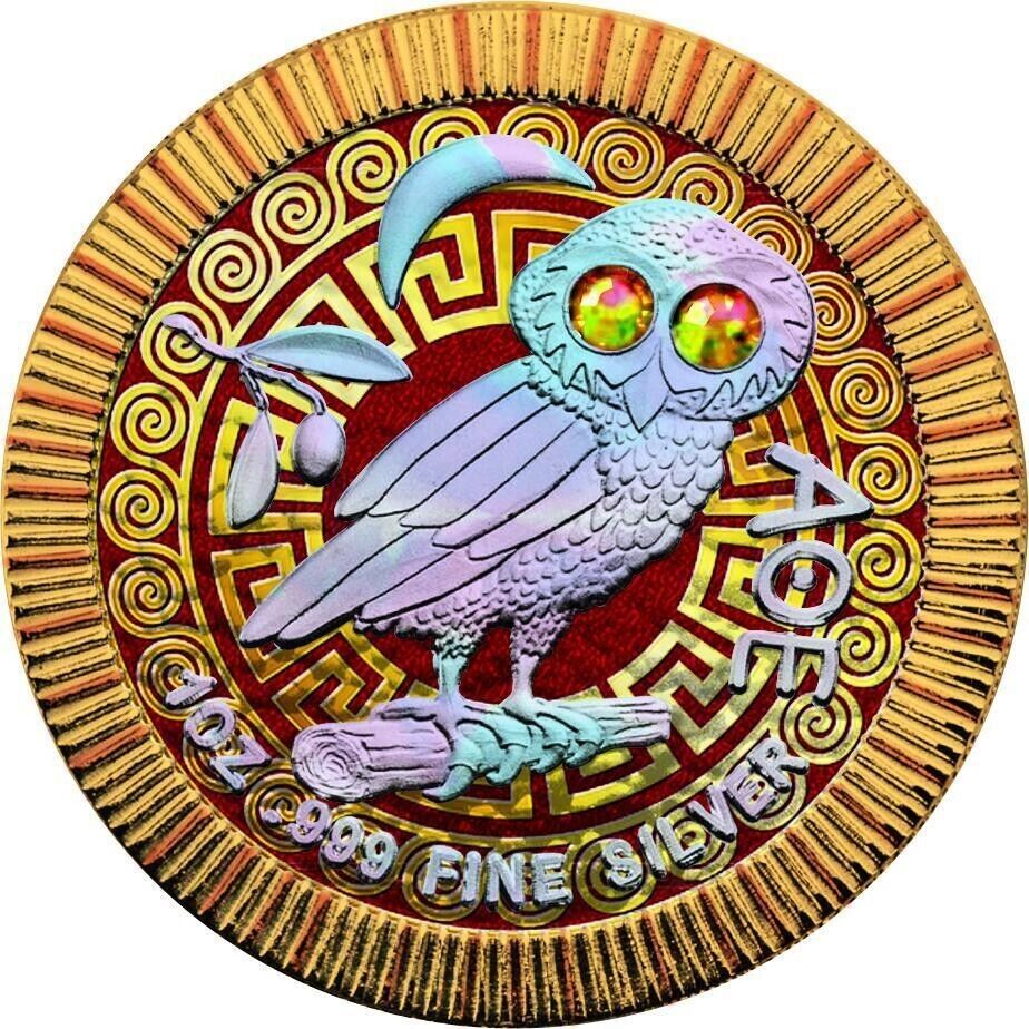 1 Oz Silver Coin 2020 $2 Niue Athenian Owl Swarovski Eyes - Ornament-classypw.com-1