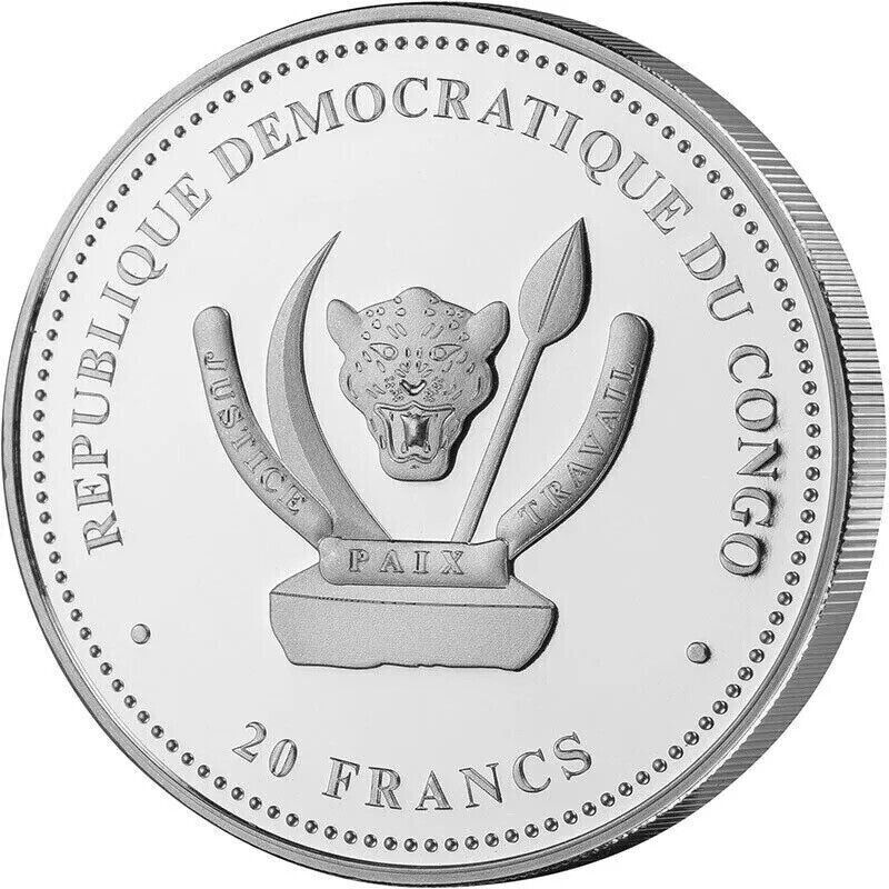 1 Oz Silver Coin 2020 20 CFA Congo Colorized Predators Panthera Tigris Tiger-classypw.com-2