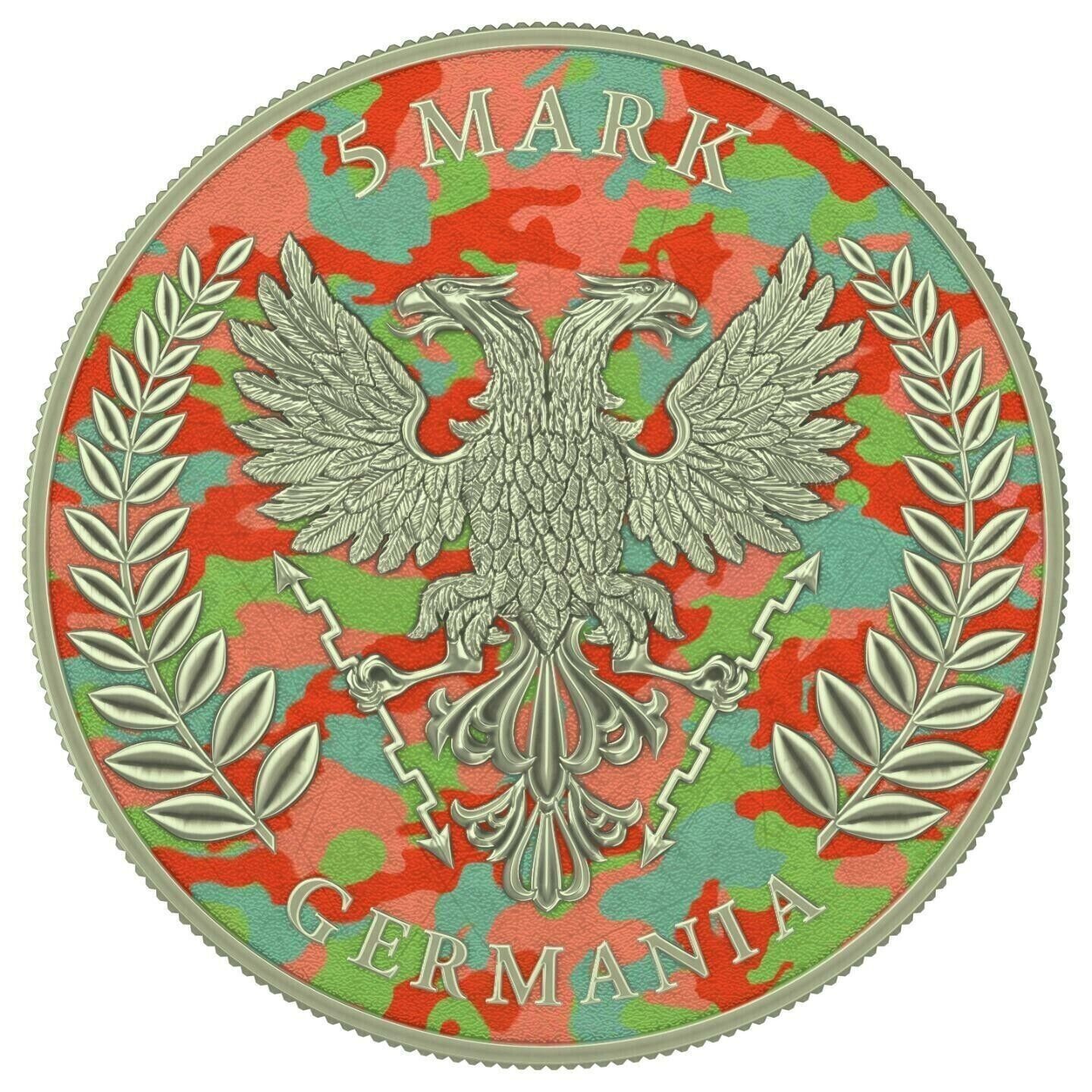 1 Oz Silver Coin 2020 5 Mark Germania Camouflage Edition - Apennines-classypw.com-2