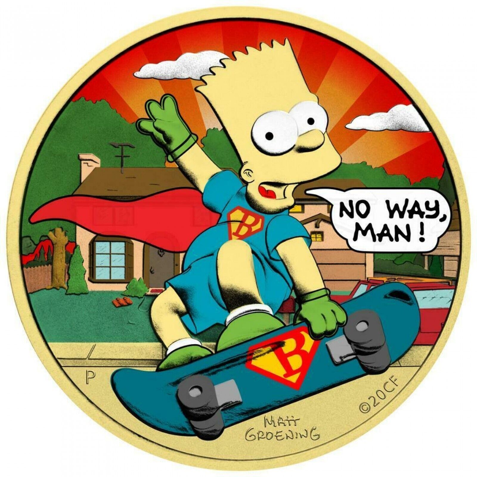 1 Oz Silver Coin 2020 Tuvalu $1 The Simpsons - Bart Simpson Superbart No Way Man-classypw.com-1