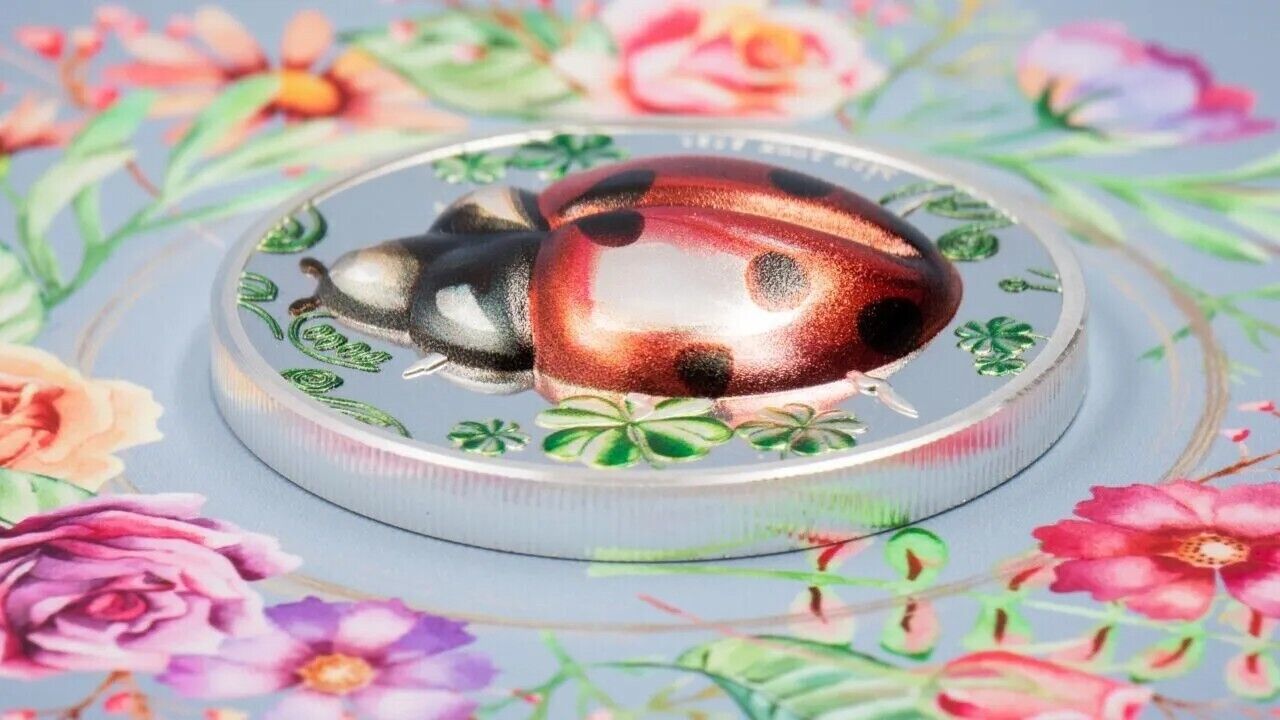 1 Oz Silver Coin 2021 Palau $5 Lady Luck Lady Bug High Relief PR 70 Ultra Cameo-classypw.com-4