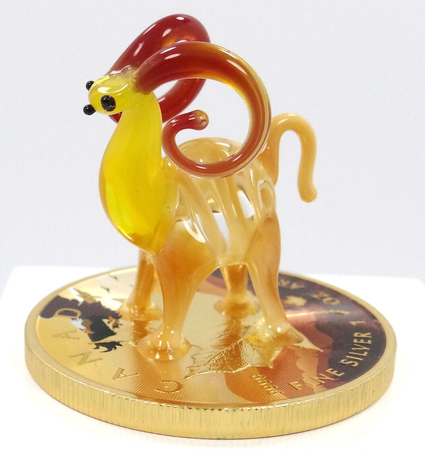 1 Oz Silver Coin 2022 $5 Canada Maple Leaf Murano Glass Bighorn Sheep Handmade-classypw.com-1