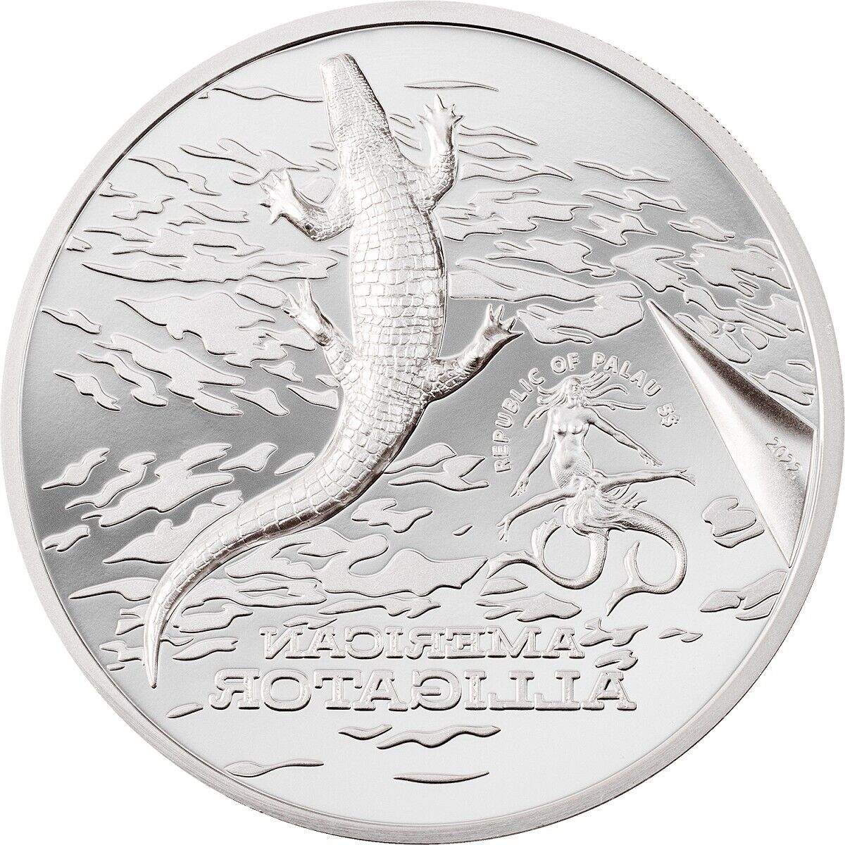 1 Oz Silver Coin 2022 Palau $5 Color Proof American Alligator Ultra High Relief-classypw.com-4