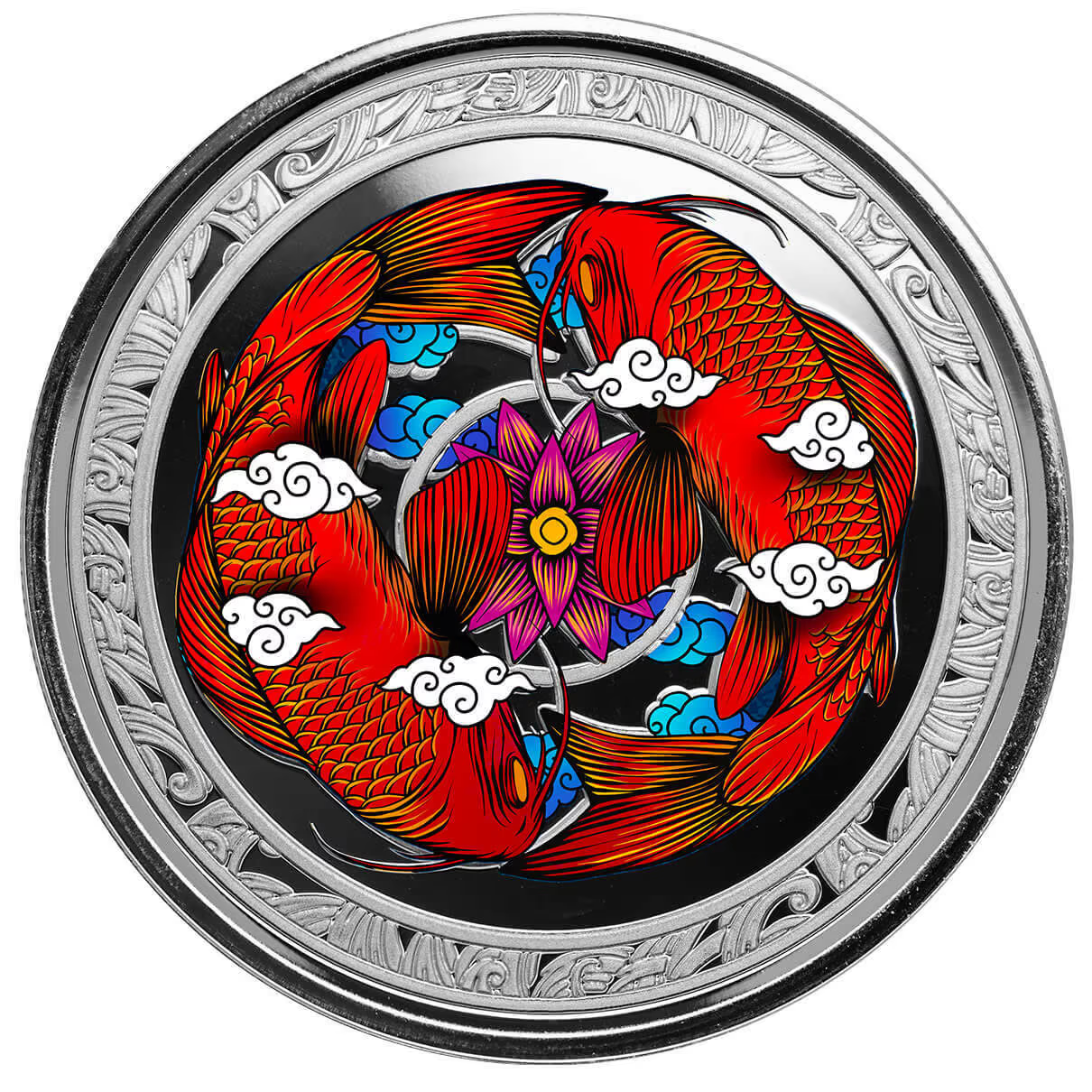 1 Oz Silver Coin 2023 Fiji $1 Scottsdale Mint Color Proof - Koi Fish-classypw.com-2