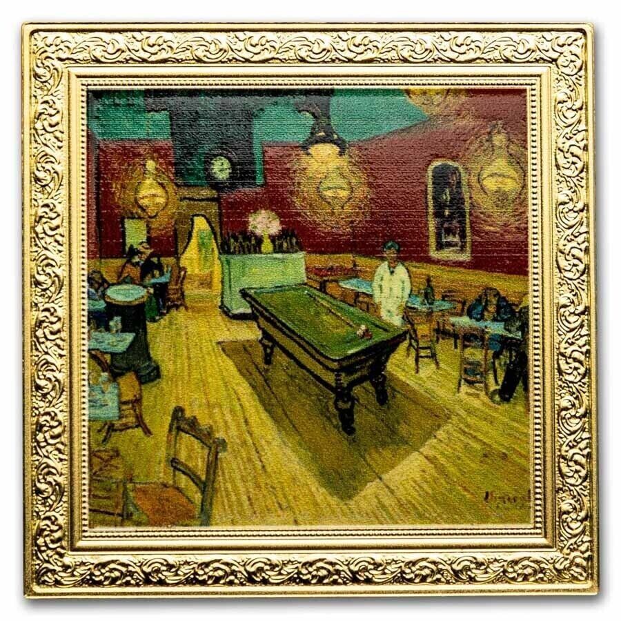 1 Oz Silver Coin 2023 Niue $1 Color Proof Vincent Van Gogh The Night Cafe