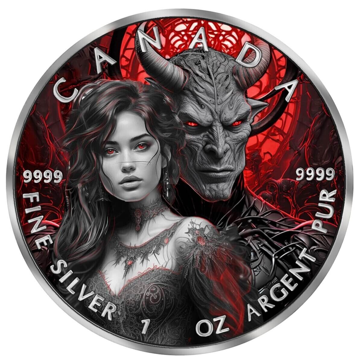 1 Oz Silver Coin 2024 Canada $5 Maple Leaf Angels and Devils Limited Edition 400