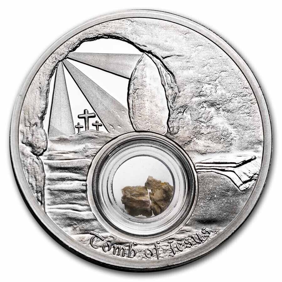 1 Oz Silver Coin 2024 Mesa Grande In the Footsteps of Jesus Tomb Jerusalem Stone-classypw.com-1