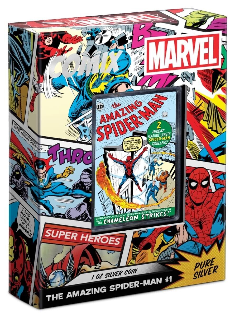 1 Oz Silver Coin 2024 Niue $2 Marvel Comics Comix Amazing Spider-Man #1 Proof
