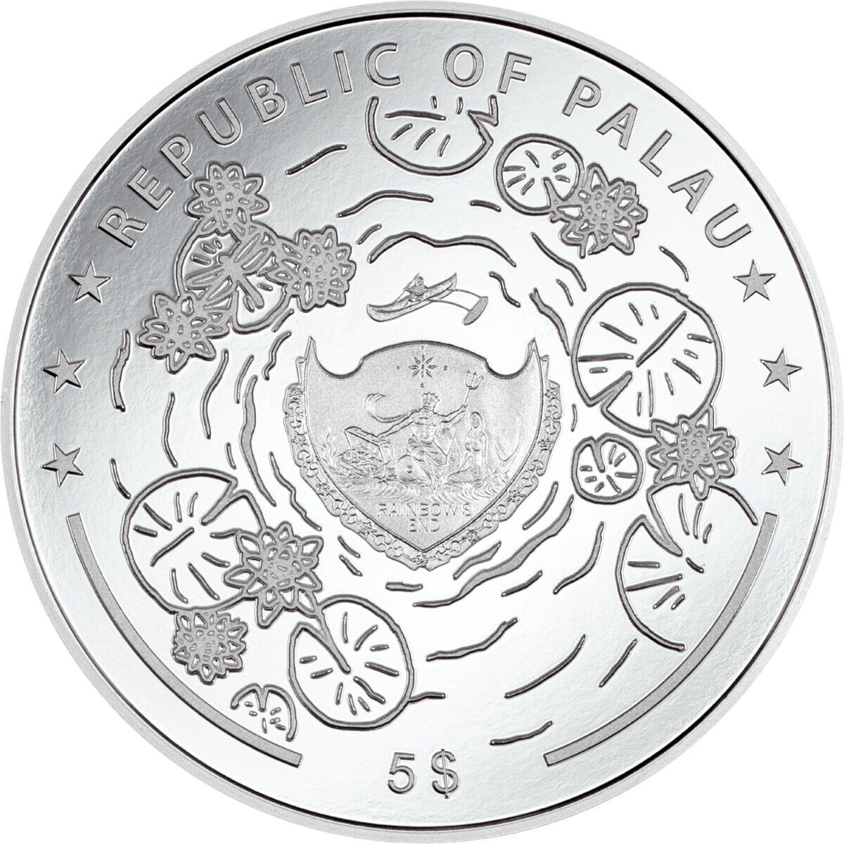 1 Oz Silver Coin 2024 Palau $5 Color Proof Lily Pad Dragonfly Ultra High Relief-classypw.com-5