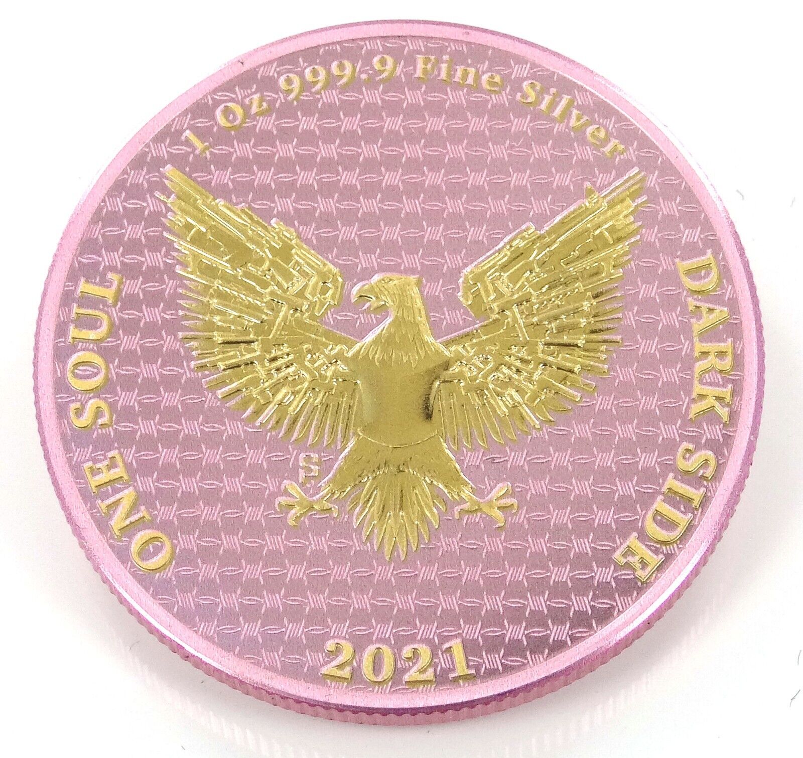 1 Oz Silver Coin Dark Side 2021 THE LIBERATOR Skull Gold / Pink Swarovski-classypw.com-4