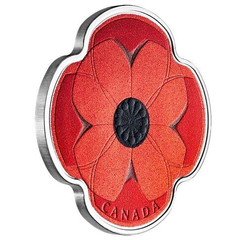 1/2 Oz Silver Coin 2019 $10 Canada Color Proof Remembrance Day Poppy Shape-classypw.com-1