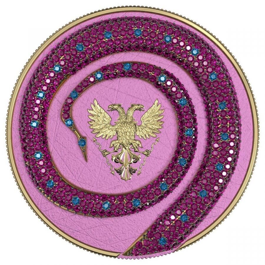 2 X 1 Oz Silver Coin 2020 5 Mark Fafnir Set - Pink Blue Crystals-classypw.com-5