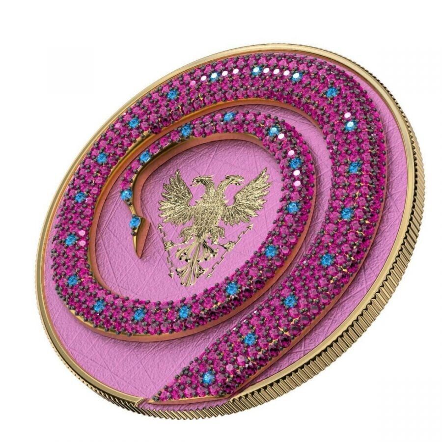 2 X 1 Oz Silver Coin 2020 5 Mark Fafnir Set - Pink Blue Crystals-classypw.com-6