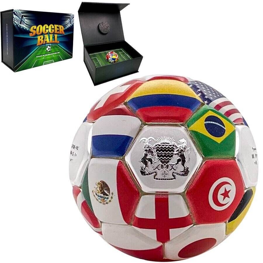 30g Silver Coin 2022 Chad 5000 Francs CFA Country Flags Soccer Ball Spherical