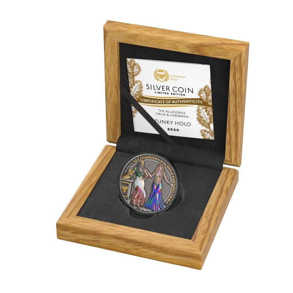 1 Oz Silver Coin 2020 5 Mark Italia & Germania Allegories - Space Red Round-classypw.com-3