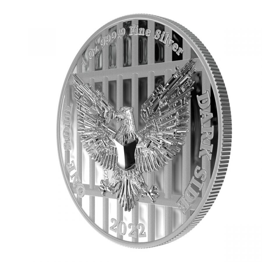 1 Oz Silver Coin Dark Side 2022 One Soul THE LIBERATOR Skull Silver Proof-classypw.com-4