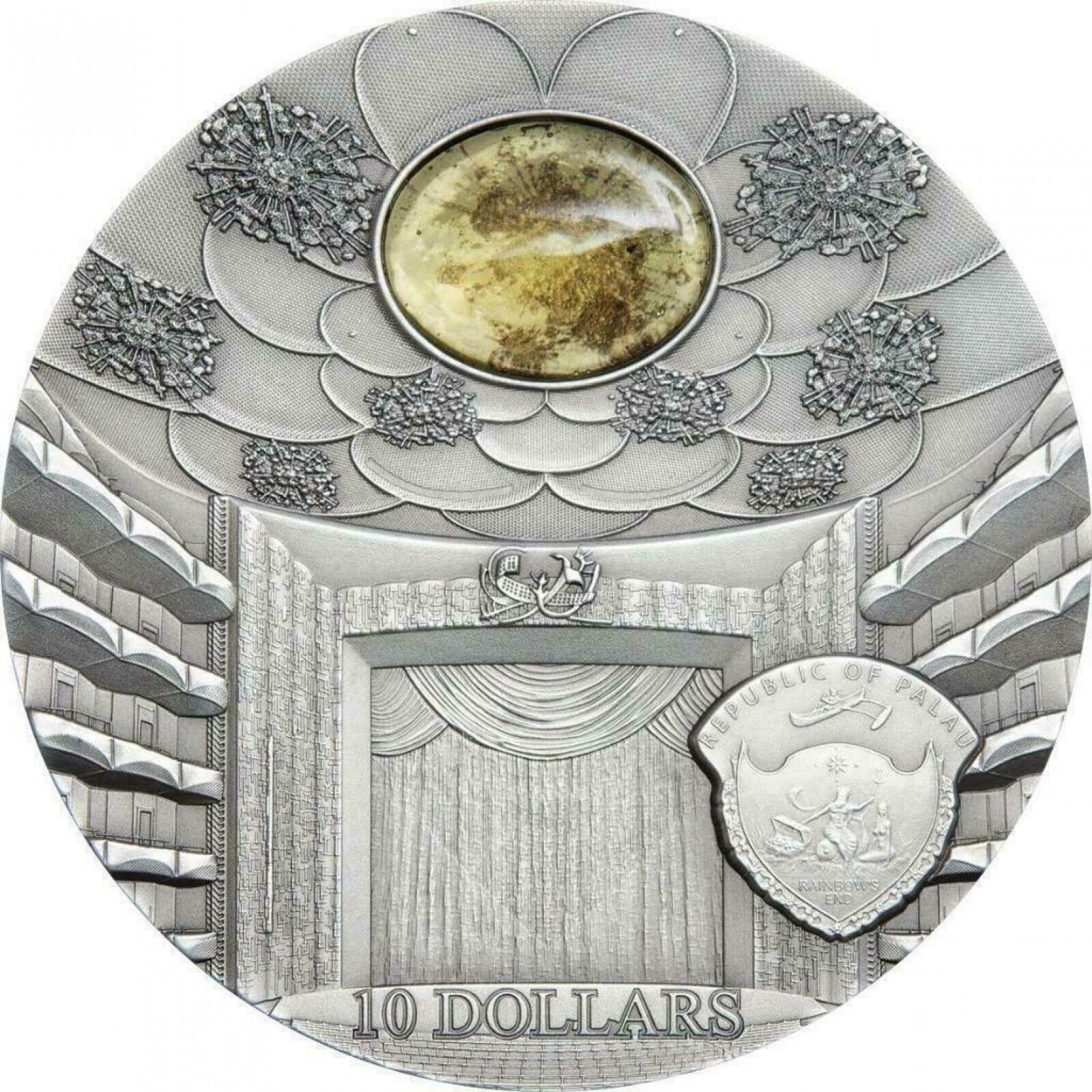 2 Oz Silver Coin 2014 $10 Palau Famous Opera Crystal Series II Metropolitan NY-classypw.com-2
