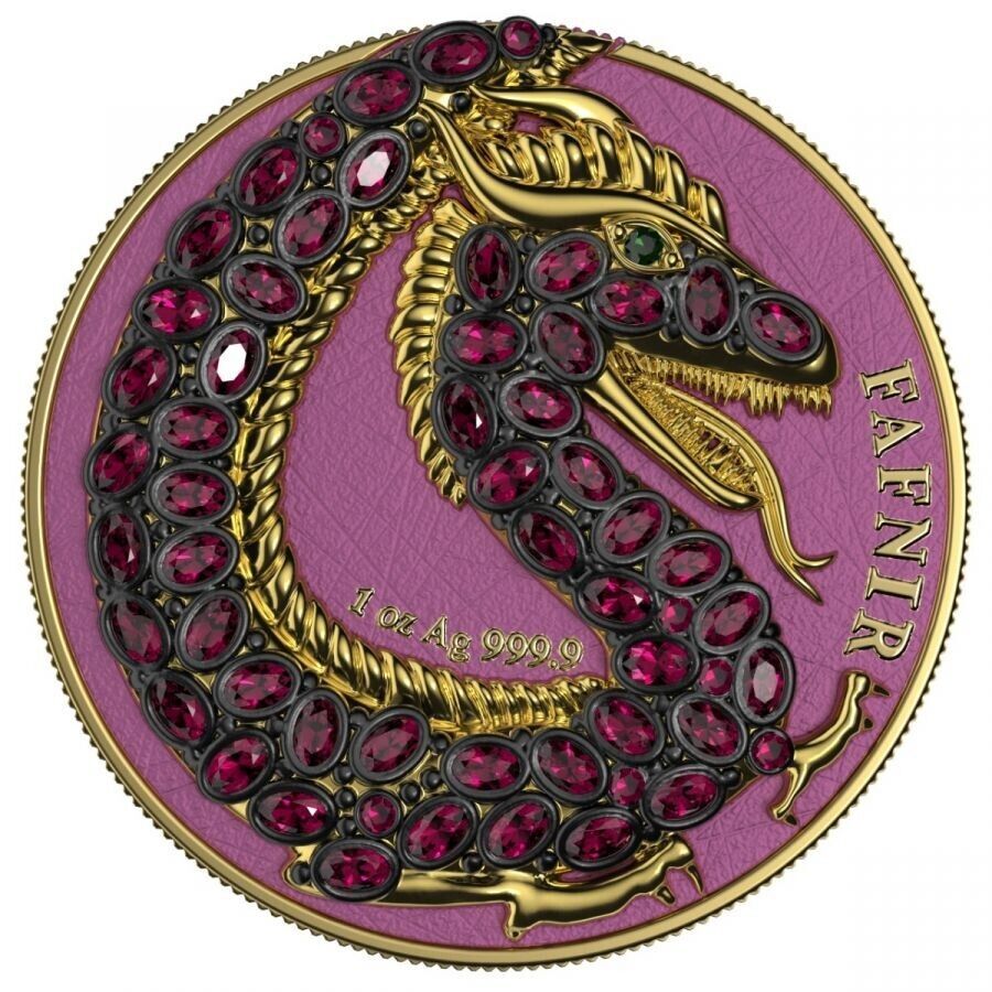 2 X 1 Oz Silver Coin 2020 5 Mark Fafnir Set Green Purple Carapace No 4 Crystals-classypw.com-6