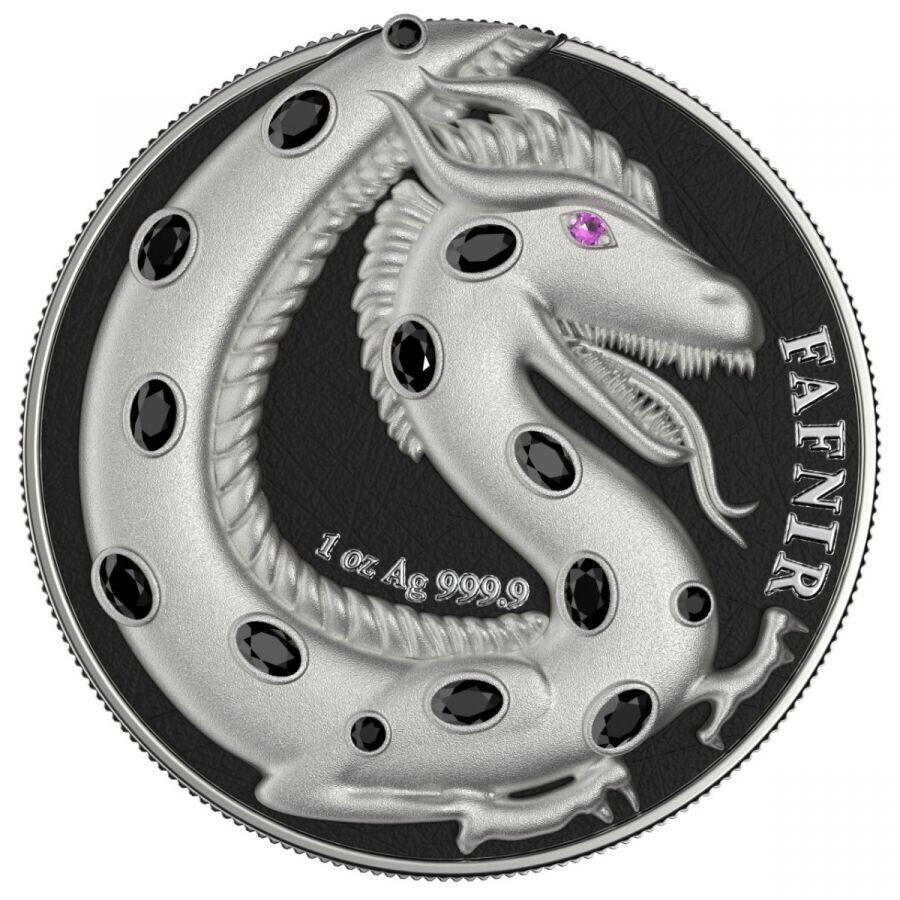 2 X 1 Oz Silver Coin 2020 5 Mark Fafnir Set - Silver Gloss & Silver Matte Stones-classypw.com-10