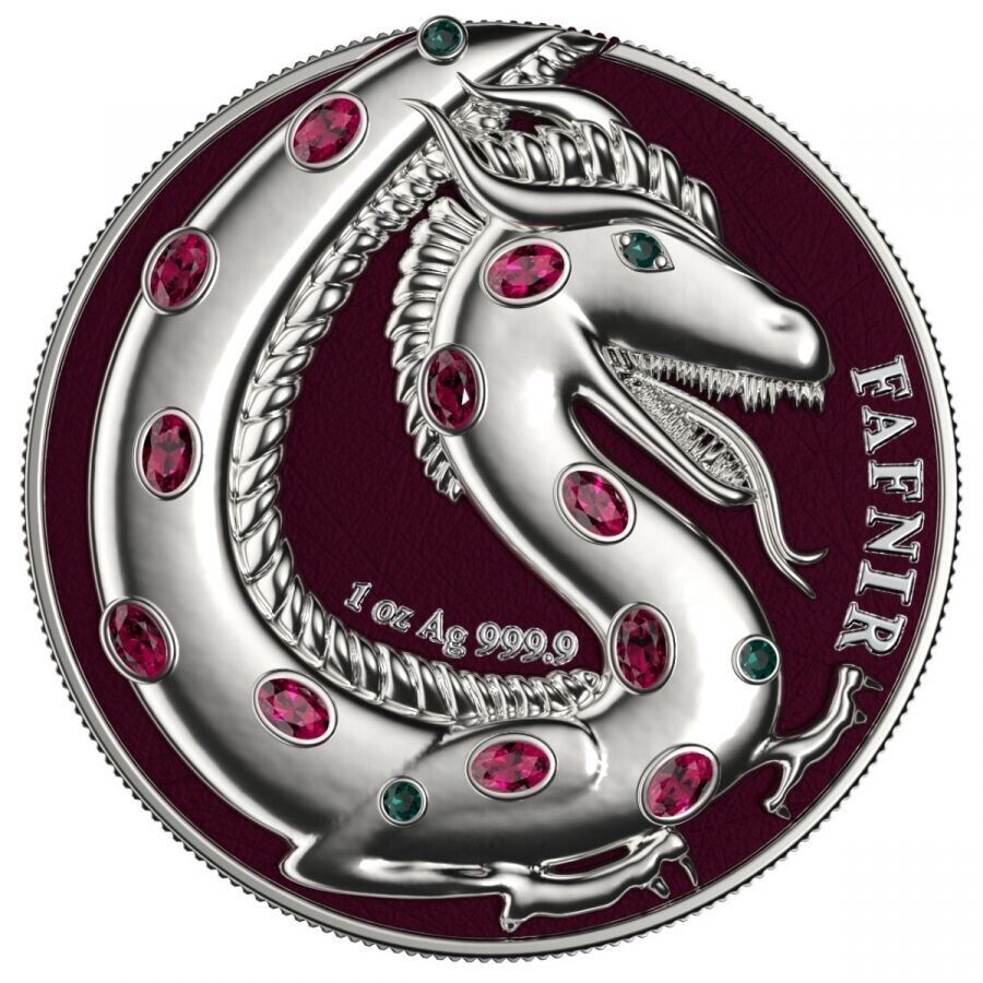 2 X 1 Oz Silver Coin 2020 5 Mark Fafnir Set - Silver Gloss & Silver Matte Stones-classypw.com-4