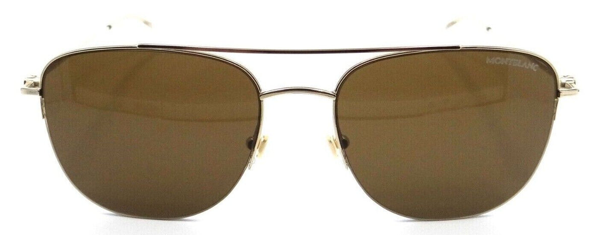 Montblanc Sunglasses MB0096S 003 56-18-145 Gold / Brown Made in Italy-889652280424-classypw.com-2
