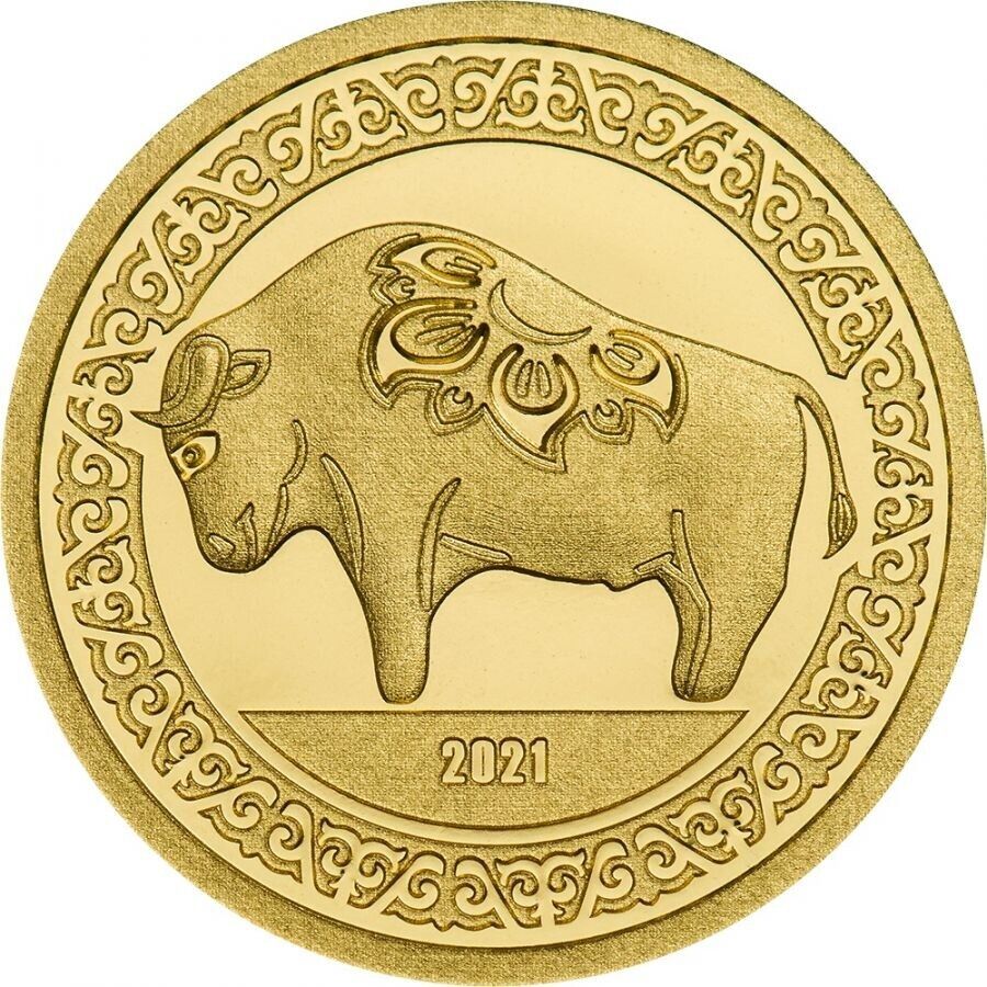 0.5g 24K Gold Coin Mongolia 2021 1000 Togrog Year of the Ox with coin capsule-classypw.com-1