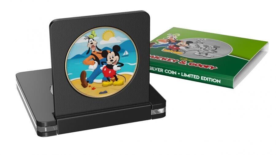 1 Oz Silver Coin 0.999 2021 $2 Niue Disney Mickey Mouse &amp; Goofy - Beach-classypw.com-3