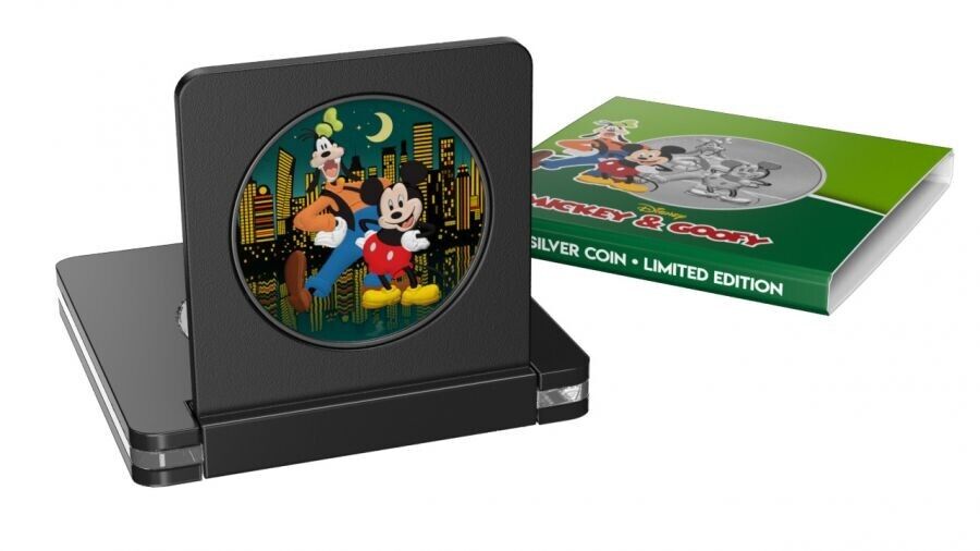 1 Oz Silver Coin 0.999 2021 $2 Niue Disney Mickey Mouse &amp; Goofy - Night City-classypw.com-3