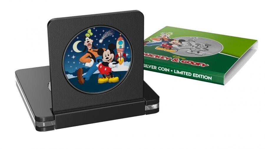 1 Oz Silver Coin 0.999 2021 $2 Niue Disney Mickey Mouse &amp; Goofy - Rocket Star-classypw.com-3