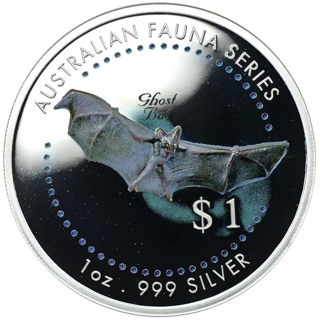 1 Oz Silver Coin 1998 Cook Islands $1 Australian Fauna Series Ghost Bat-classypw.com-1