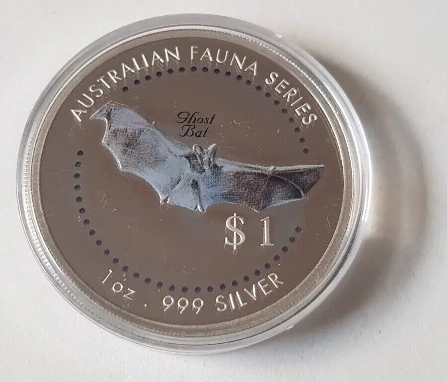 1 Oz Silver Coin 1998 Cook Islands $1 Australian Fauna Series Ghost Bat-classypw.com-3