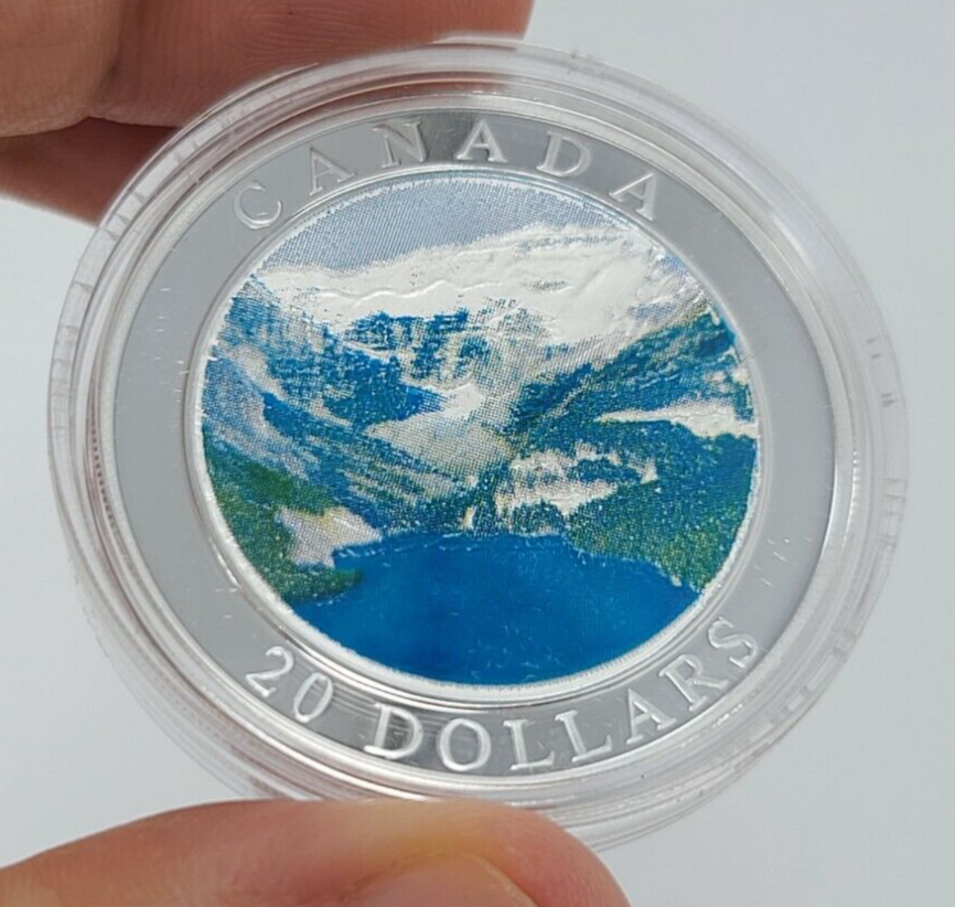 1 Oz Silver Coin 2003 Canada $20 Proof Color The Rockies Rocky Mountains