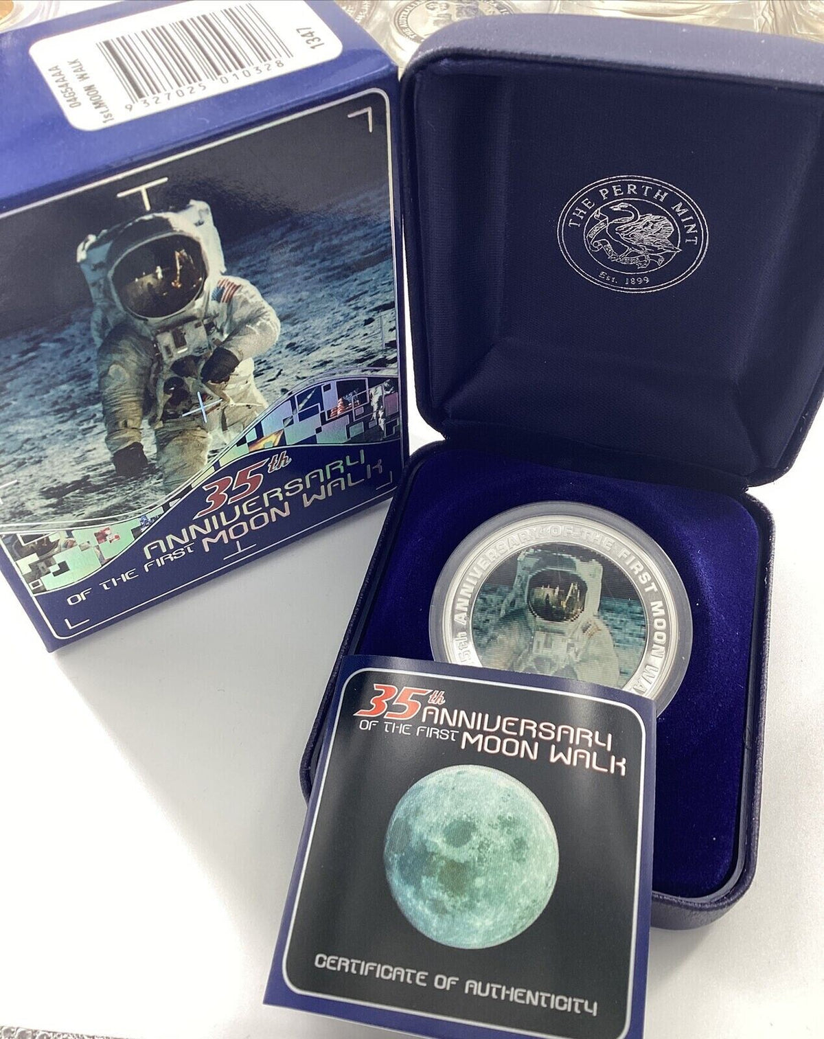 1 Oz Silver Coin 2004 $1 Australia 35th Anniversary First Moon Walk Kodak Image-classypw.com-2