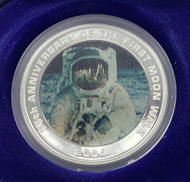 1 Oz Silver Coin 2004 $1 Australia 35th Anniversary First Moon Walk Kodak Image-classypw.com-3