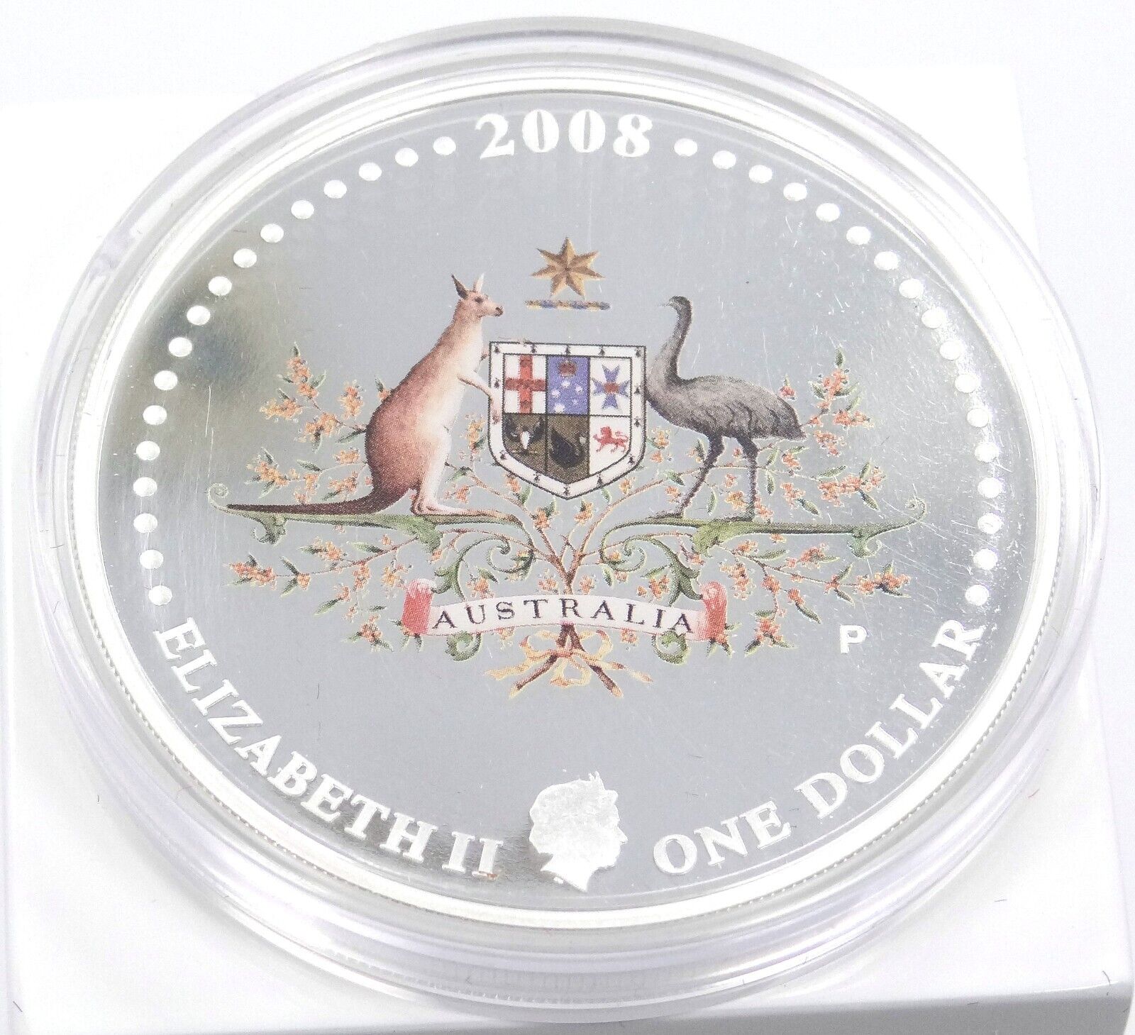 1 Oz Silver Coin 2008 $1 Australian Commonwealth Coat of Arms Kangaroo Emu-classypw.com-3