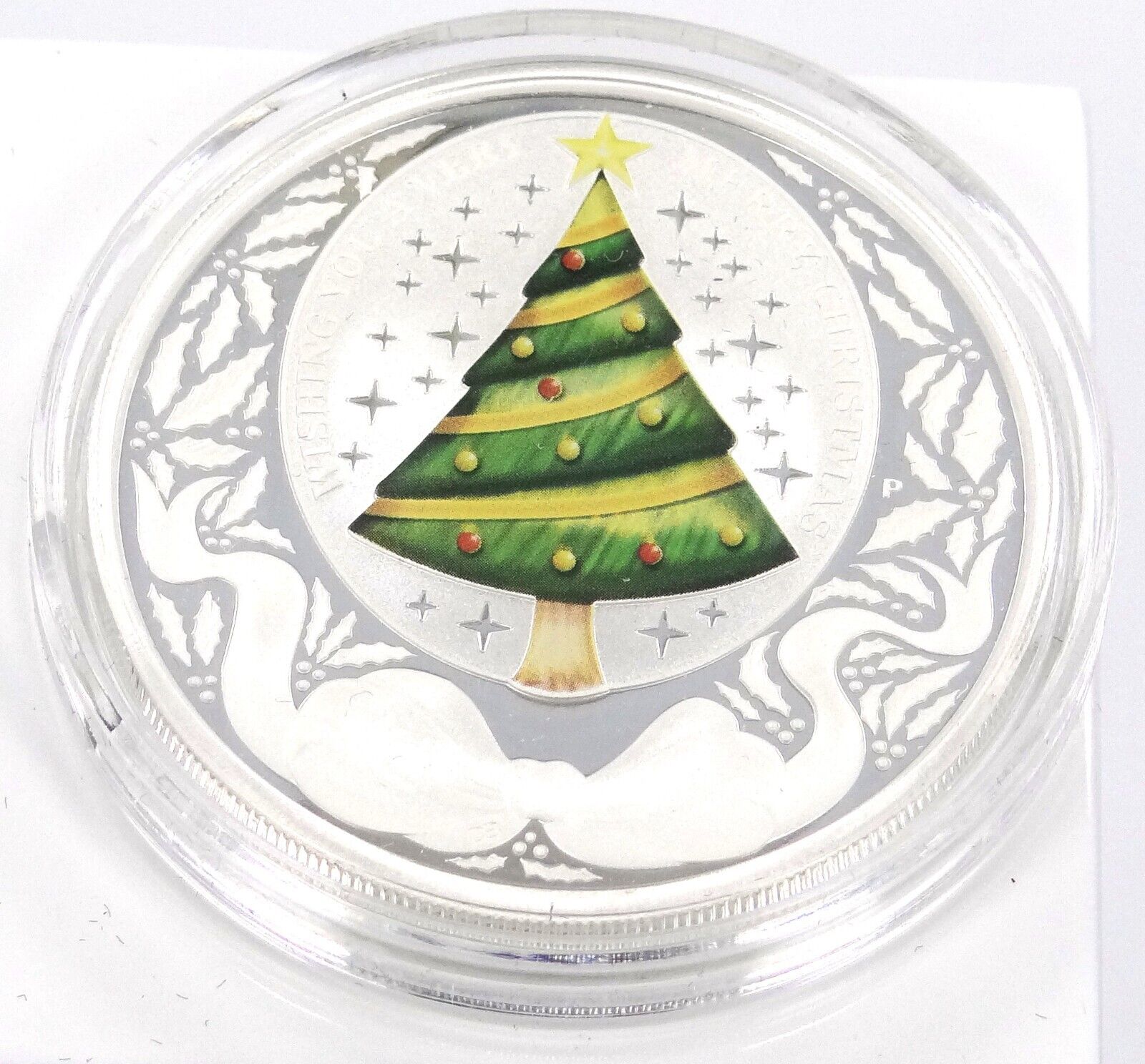 1 Oz Silver Coin 2008 $1 Tuvalu Merry Christmas Decorated Tree Perth Mint-classypw.com-1