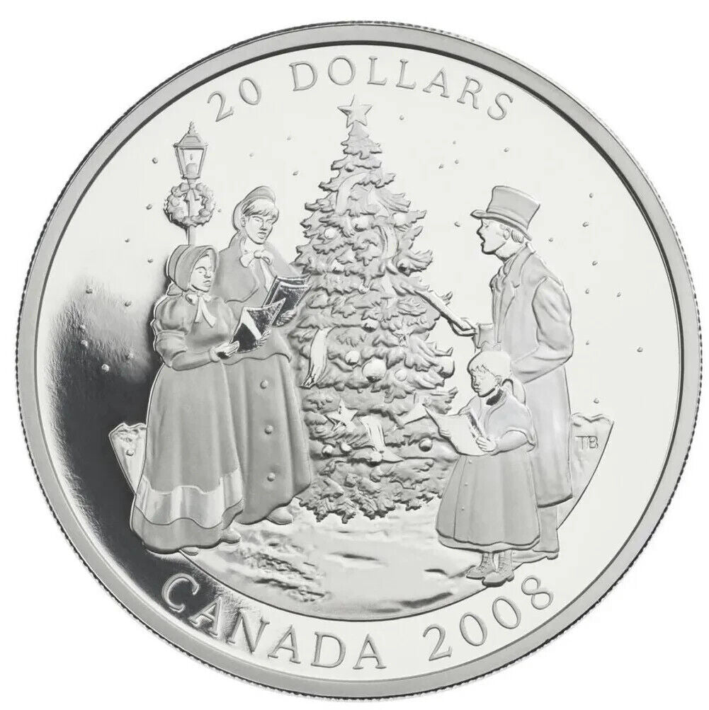 1 Oz Silver Coin 2008 $20 Proof Christmas Holiday Carols-classypw.com-1