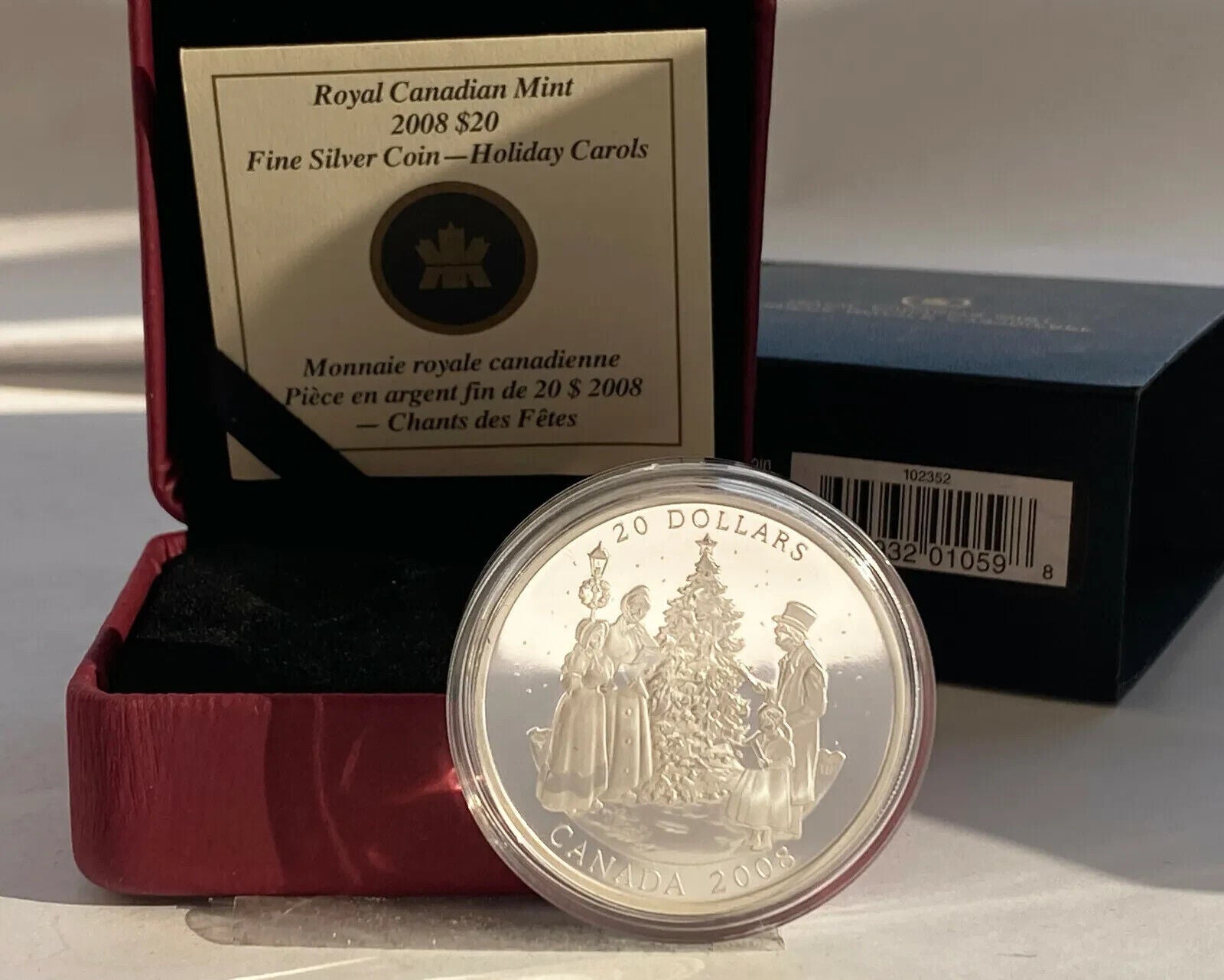 1 Oz Silver Coin 2008 $20 Proof Christmas Holiday Carols-classypw.com-3