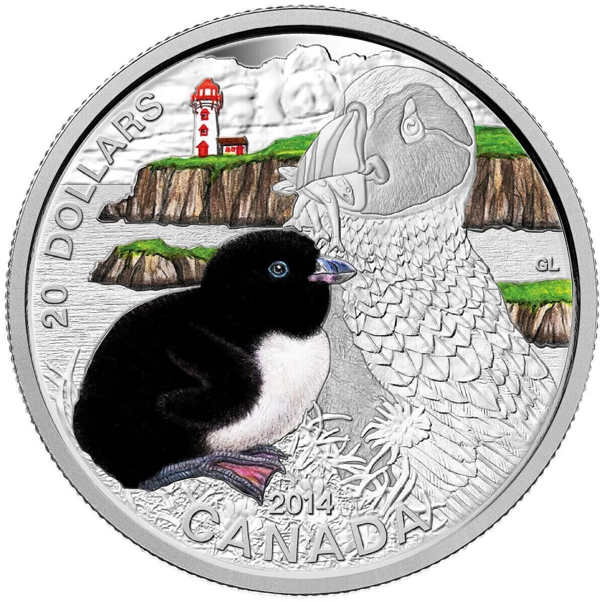 1 Oz Silver Coin 2008 Canada $20 Baby Animals: Atlantic Puffin-classypw.com-1