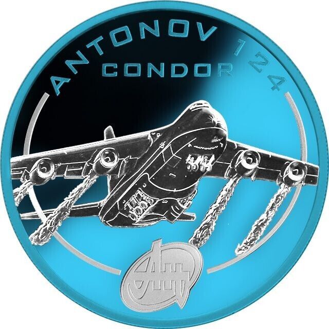 1 Oz Silver Coin 2008 Cook Islands $1 Aircraft - Antonov 124 Condor Space Blue-classypw.com-1