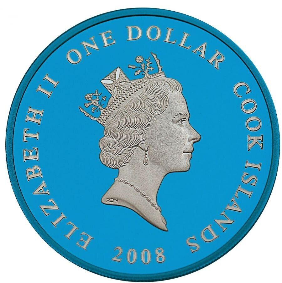 1 Oz Silver Coin 2008 Cook Islands $1 Aircraft - Antonov 148 Colt Space Blue-classypw.com-2