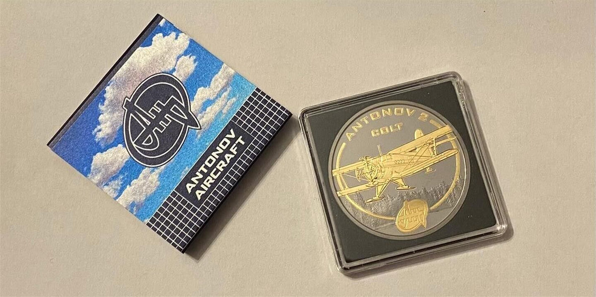 1 Oz Silver Coin 2008 Cook Islands $1 Aircraft - Antonov 2 Colt Ruthenium Gilded-classypw.com-2